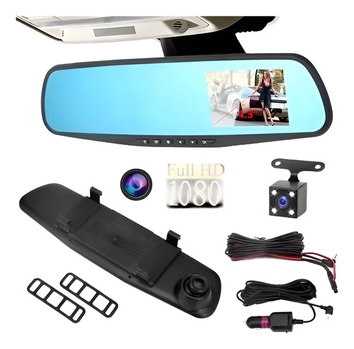 Espejo Retrovisor + Cámara Frontal Y Cámara Retroceso Hd