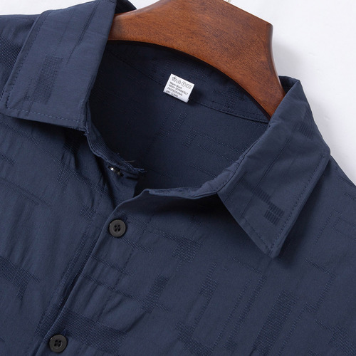 Blusa Para Hombre De Color Liso Con Pecho Creativo Y Solapa