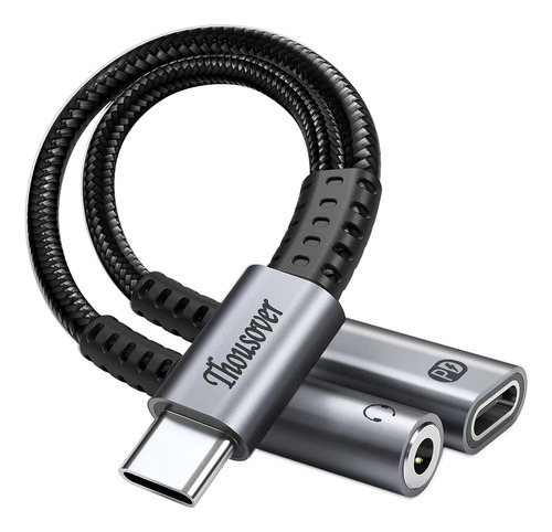  Cable Adaptador Usb Tipo C A 3.5 Mm Jack Audifonos + Usb C