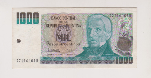 Billete Argentina 1000 $ Año 1984 Bottero 2632 A Excelente (Usado)