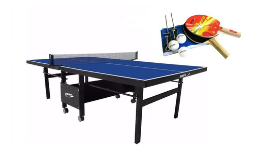 Mesa Ping Pong Tenis De Mesa Dobrável C/ Rodas Mdf 18mm Kit