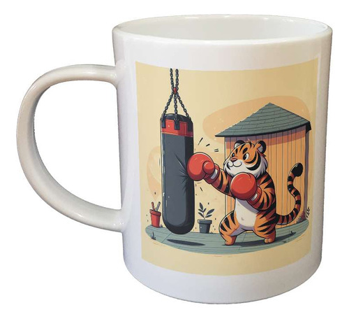 Taza Plastico Tigre Boxeando Saco Deporte Gym Sport M2