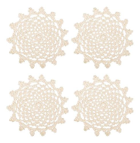 Juego De Manteles Individuales De Algodón De Encaje Beige 6