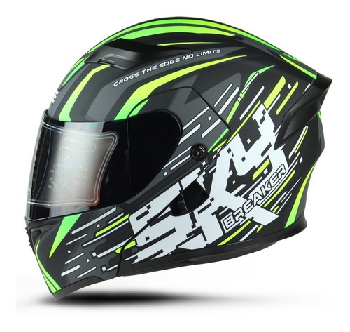 Casco Abatible Para Moto Edge Boss Skybreaker Certificadodot Color Gris/Verde Tamaño del casco L