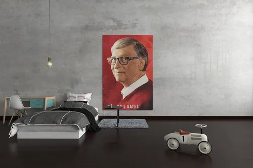 Cuadro Moderno Mural Bill Gates Estilo Íconos Full Hd