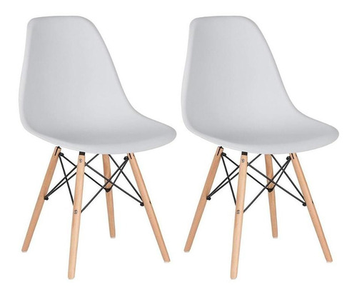 Kit 2 Cadeiras Charles Eames Cozinha Wood Eiffel Dsw Av Cor da estrutura da cadeira Cinza-claro