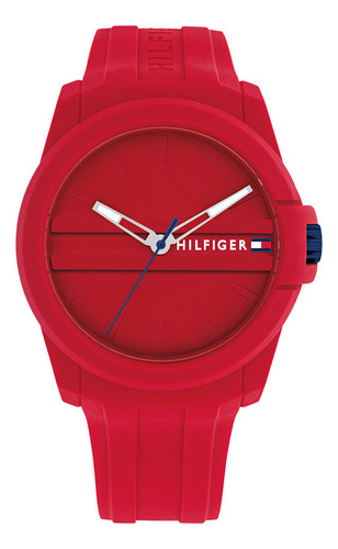 Reloj Tommy Hilfiger Para Hombre De Silicona Rojo 1710598
