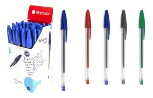Boligrafo / Birome / Lapicera Color Azul/negro/rojo Pack X25
