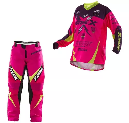 Kit Infantil Roupa Motocross + Capacete Oculos Trilha Tork