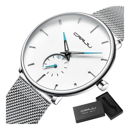 Reloj De Cuarzo Casual Analógico Crrju Mesh Belt Para Hombre