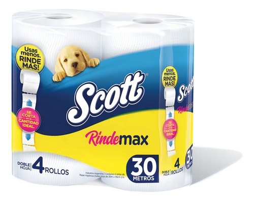 Papel Higiénico Scott Rindemax Doble Hoja 10 Pack De 4 Rollo