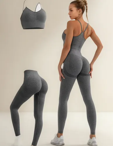 Conjunto 2 Piezas Crop Top, Leggins Levanta Cola Gym Deporti