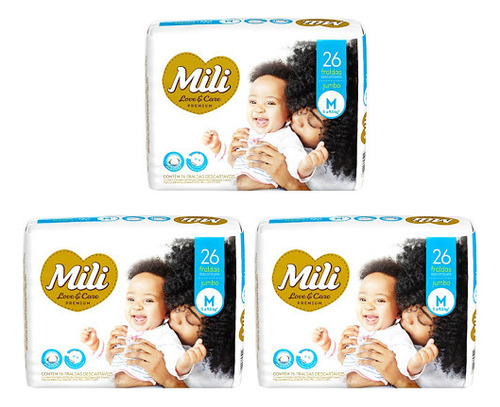 Fralda Descartável Mili Love & Care Tam: M 78 Fraldas Gênero Sem gênero