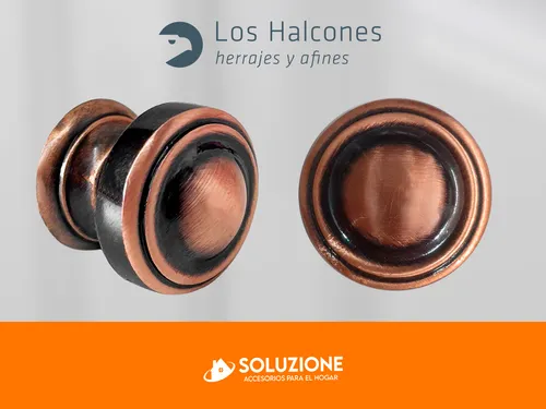 Tirador Metal Botón Tov Ron Cobre Mueble Herraje X 12 Unid