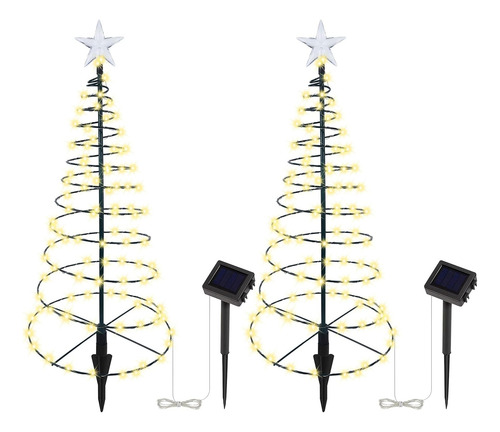 Árboles Navidad Luces Solares En Espiral 66cm 2 Unidades