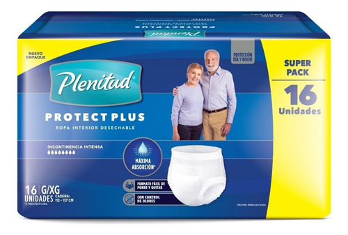 Pañal Adulto Tipo Calzón Plenitud Protect Plus 3 Pack G/xg