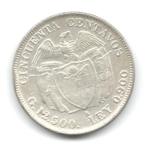 Colombia 1932 B 50 Centavos Plata 12.5 Gr Ley 900 Xf (Usado)