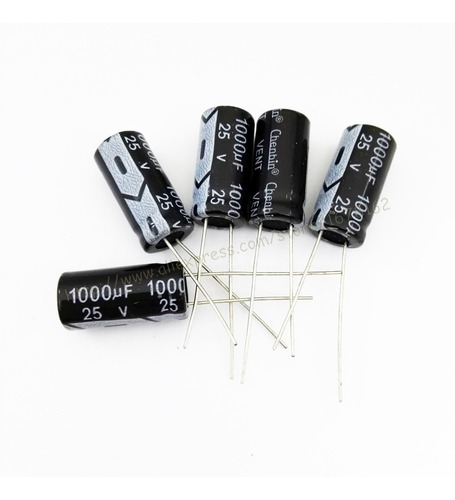 10x Capacitor Eletrolítico 1000uf 25v 105 °c  10 Und + Frete