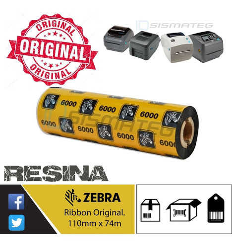 Ribbon Zebra Original Resina - Impresora Códigos De Barras