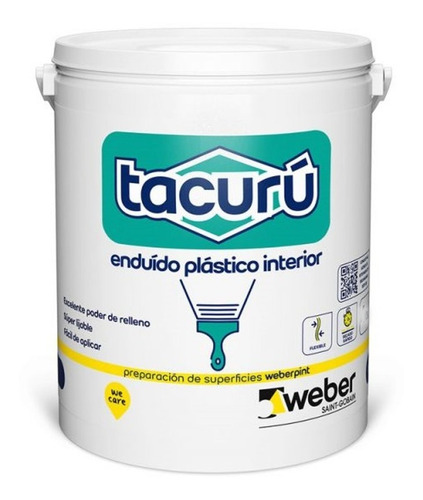 Enduído Plástico Interior Blanco Tacurú 1lt Sibaco