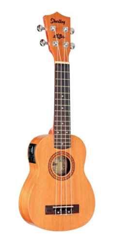 Ukulele Shelby Su-21me Stnt  Soprano Mogno Elétrico