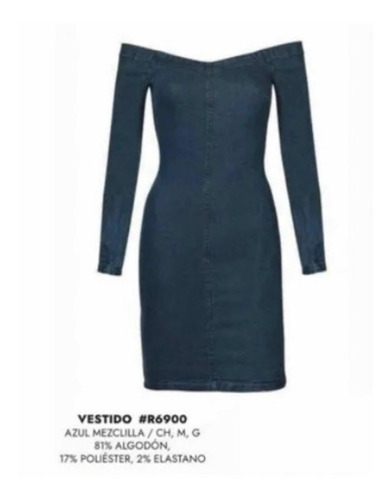 Vestido De Mezclilla De Hombros Descubiertos Talla Chica