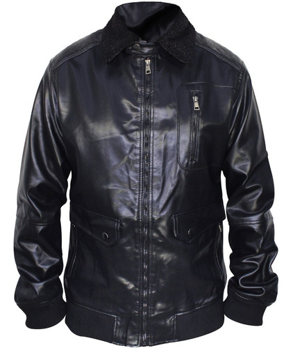 Imagen 2 de 9 de Chamarra Piel Hombre Tallas Extra Cuello Felpa Roosevelt 32