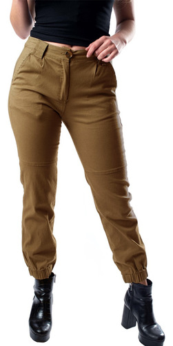 Pantalón Stretch Jogger Engomado De Cintura De Gabardina