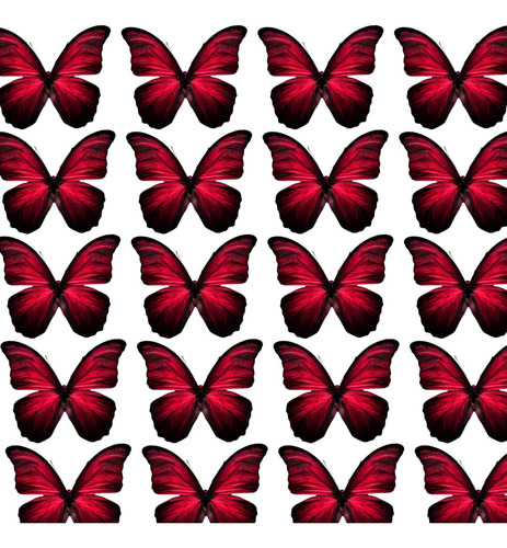 Mariposas Rojo Con Negro Cortadas Comestible Pack X12un