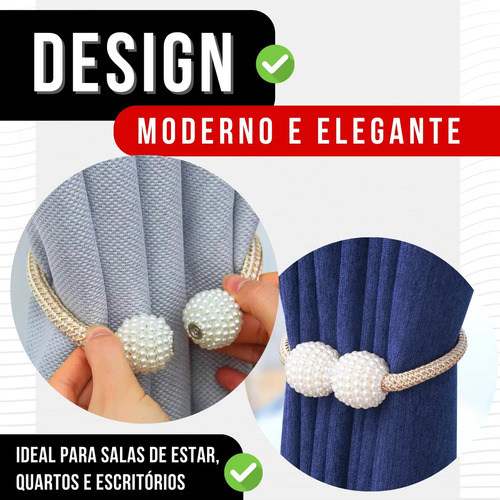 Kit De 4 Clips Magnéticos Para Cortina Imán Elegante Clip