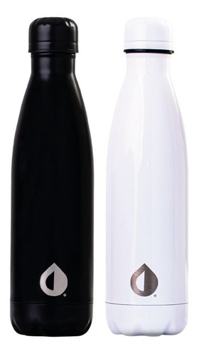 Pack X2 Termo Botella Termica Black&white Acero Inoxidable Color Negro Y Blanco