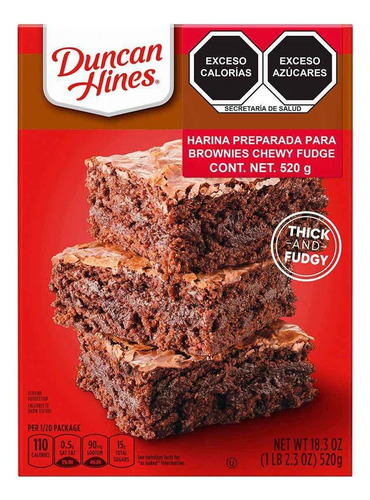 Harina Para Brownie Duncan Hines Chewy Fudge 520g