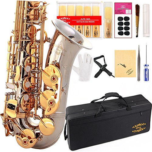 Glory Professional Alto Eb Sax Saxofón Lacado Dorado, Saxofó