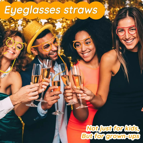 24 Tontas Gafas De Paja Con Pajitas Para Fiesta De Cumpleaño