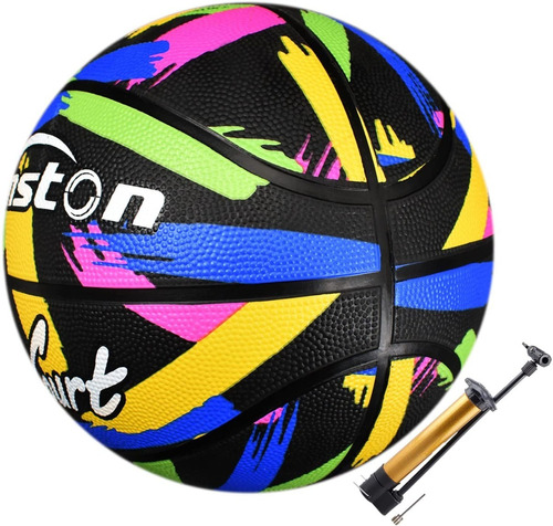 Balon De Basquetbol Senston Multicolor Con Bomba Tamaño 7 Of