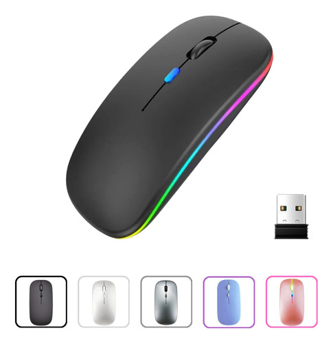 Mouse Sem Fio Recarregável Wireles Óptico Led Rgb