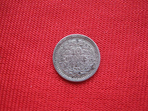 Holanda 10 Centavos 1918 Plata 
