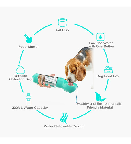 BOMII Botella de viaje de plástico para perros y gatos 500 ml sin fugas rosa botella portátil dispensador de agua para mascotas