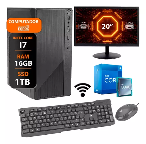 Computador Intel I7 16gb Ssd 1tb Monitor 20 Teclado E Mouse