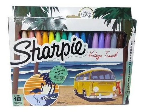 Sharpie Marcadores Permanentes Edicion Vintage Travel 18 Pzs