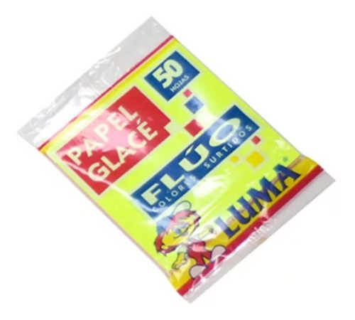 Papel Glace Luma Color Fluo Taco 10x10 Cm X50 Hjs X1