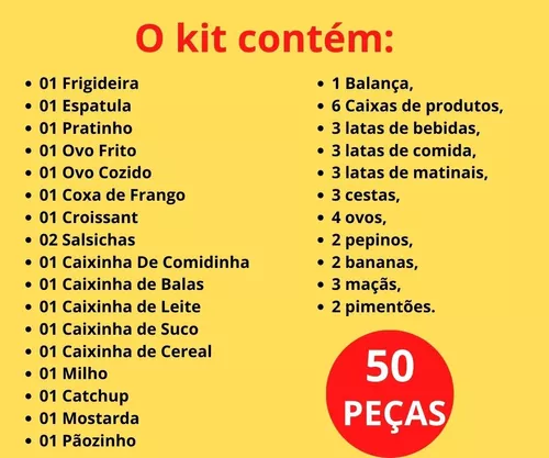 Kit Cozinha Infantil com Frigideira, Ovo e Salsicha - 7 Peças