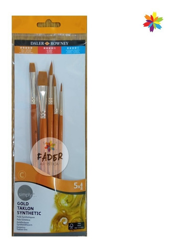 Daler Rowney Pinceles Dorado Pelo Sintetico Set X 5