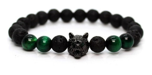 Pulsera De Lobo Piedra Ojo De Tigre Verde Y Volcanica 2020