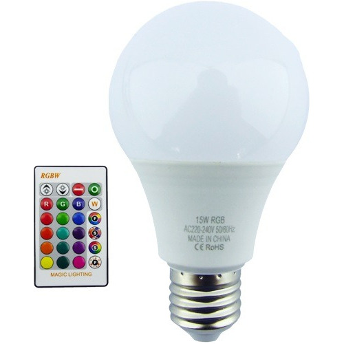 Ampolleta Led Rgb De 15 Watts, A70 Con Control.