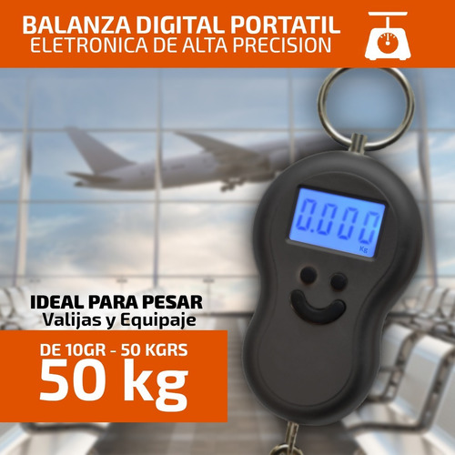 Balanza De Mano Digital 50 Kg Viaje Valija Equipaje Pesca
