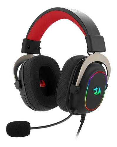 Imagen 1 de 5 de Auriculares gamer Redragon Gamer Zeus X H510-RGB negro con luz rgb LED