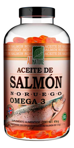 Aceite De Salmon Noruego Omega 3 All Nature 320 Cápsulas Sabor Sin Sabor