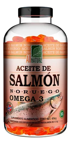 comprar Bote Aceite De Salmon Noruego Omega 3 All Nature 320 Cápsulas Sin Sabor