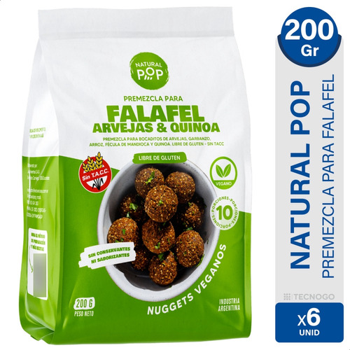 Mezcla Natural Pop Para Falafel Arvejas & Quinoa Sin Tacc X6